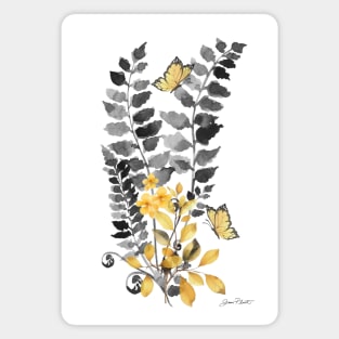 Gold And Black Botanicals D Magnet